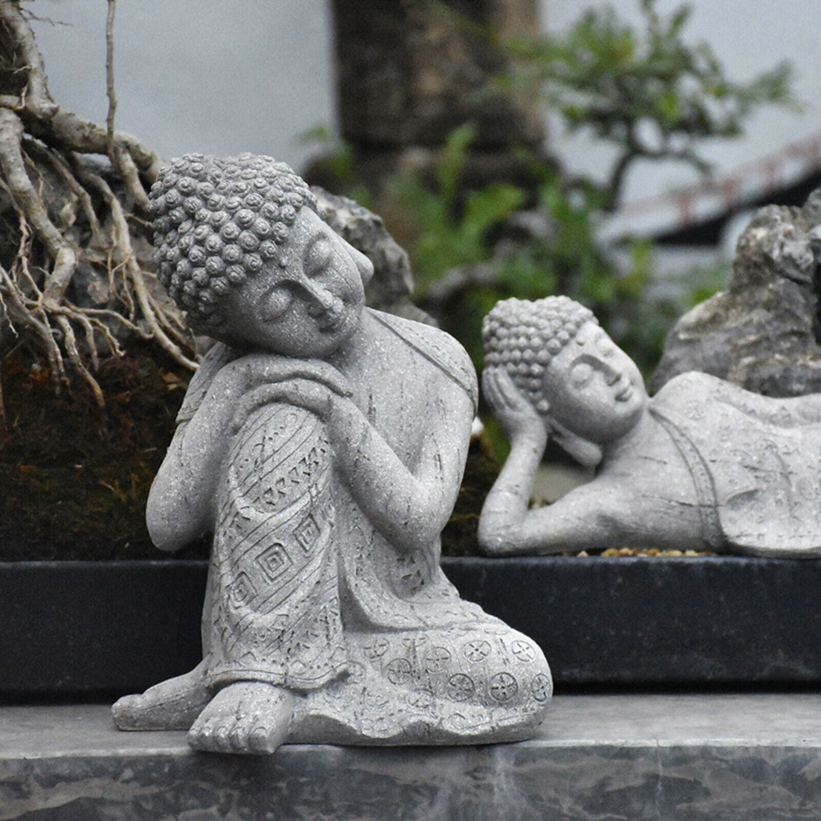 Buddha Statue Asian Style Sculpture for Home Patio Yard Art Decoration