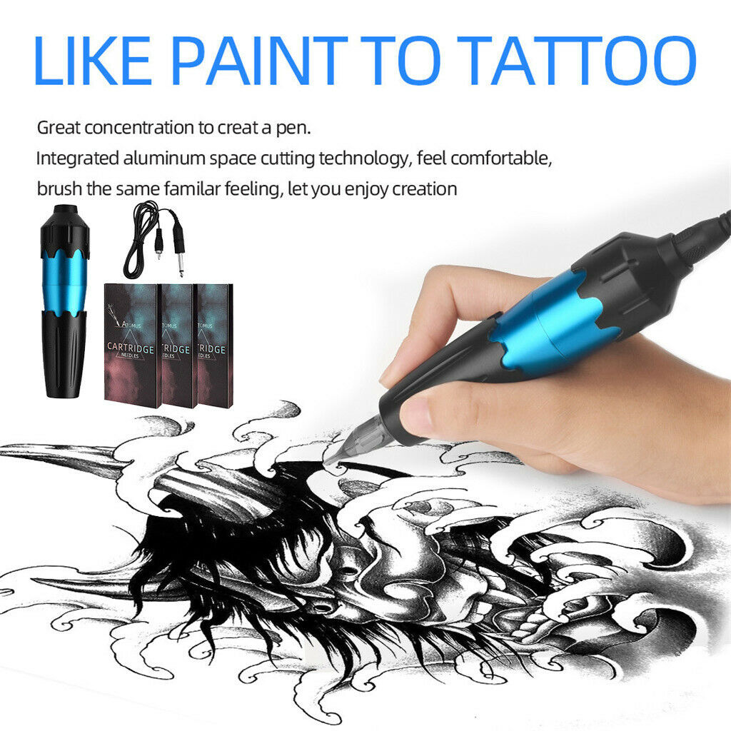 Powerful Rotary Tattoo Body Art Microblading Pen 30pcs Needles Supply Set