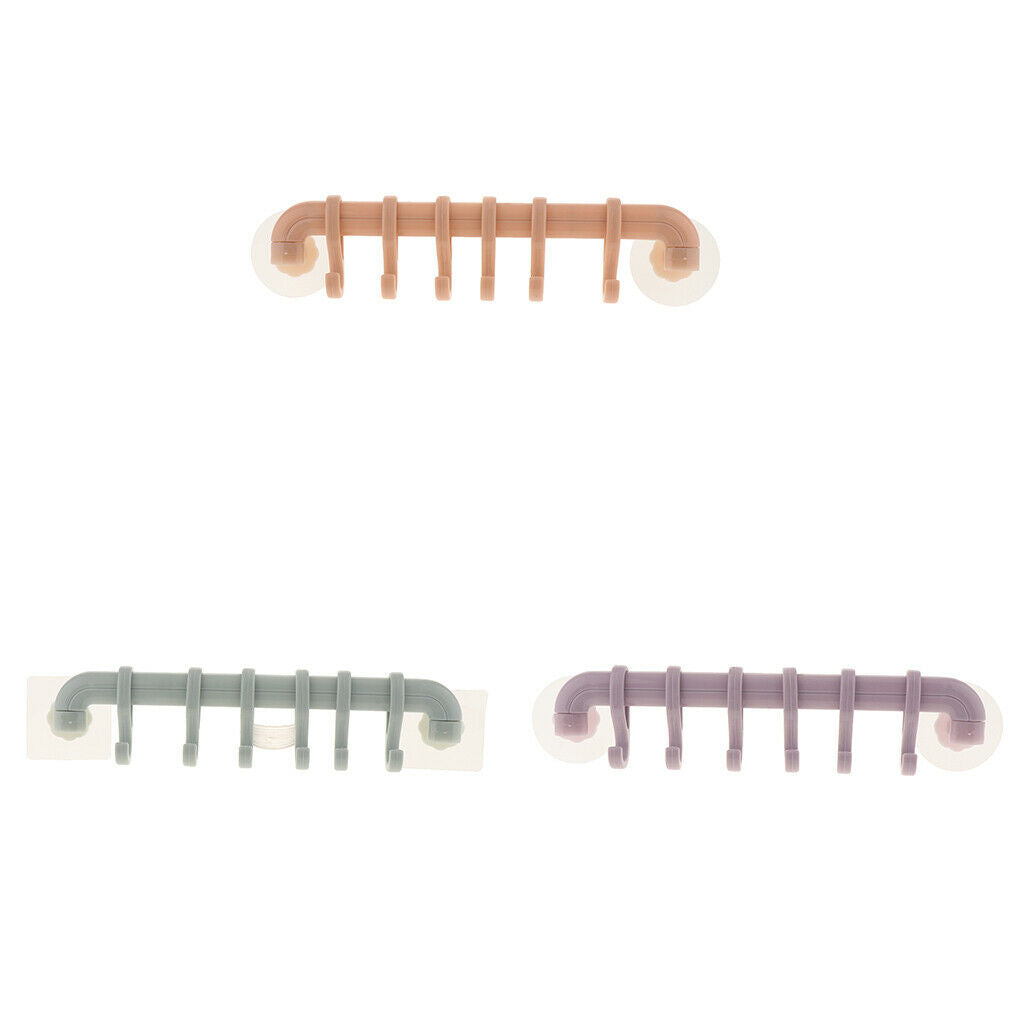 6 Hook Self Adhesive Hanger Hooks Purple