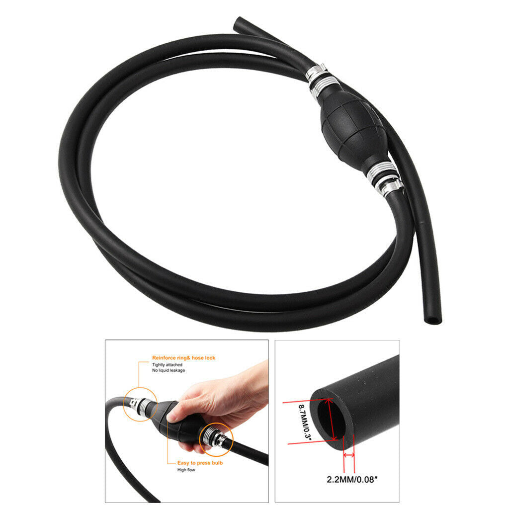 8MM Portable Car Manual Hand Siphon Pump Gas Fuel Liquids Flexible Transfer