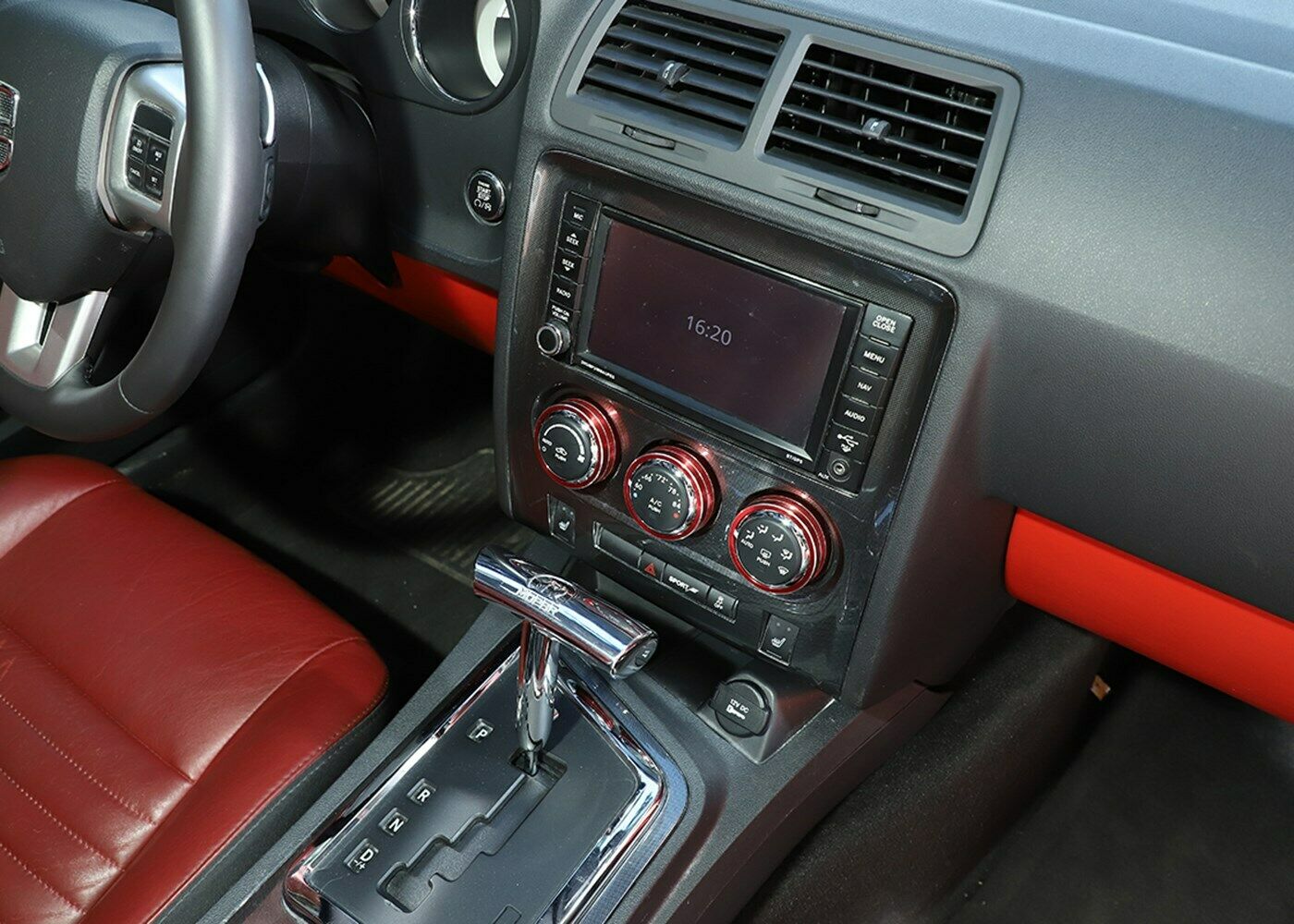 3X AC Air Conditioner Knob Switch Ring Cover Trim For Challenger 2009-2014 Red