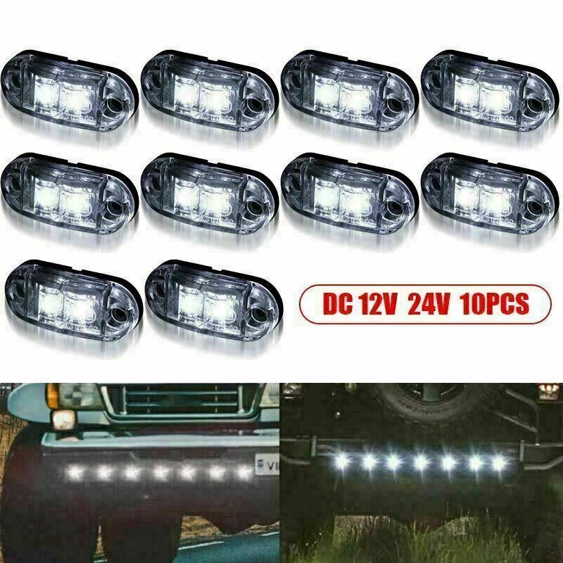 10PC White 12V 24V LED Side Truck Bus Trailer Clearance Marker Indicator Light
