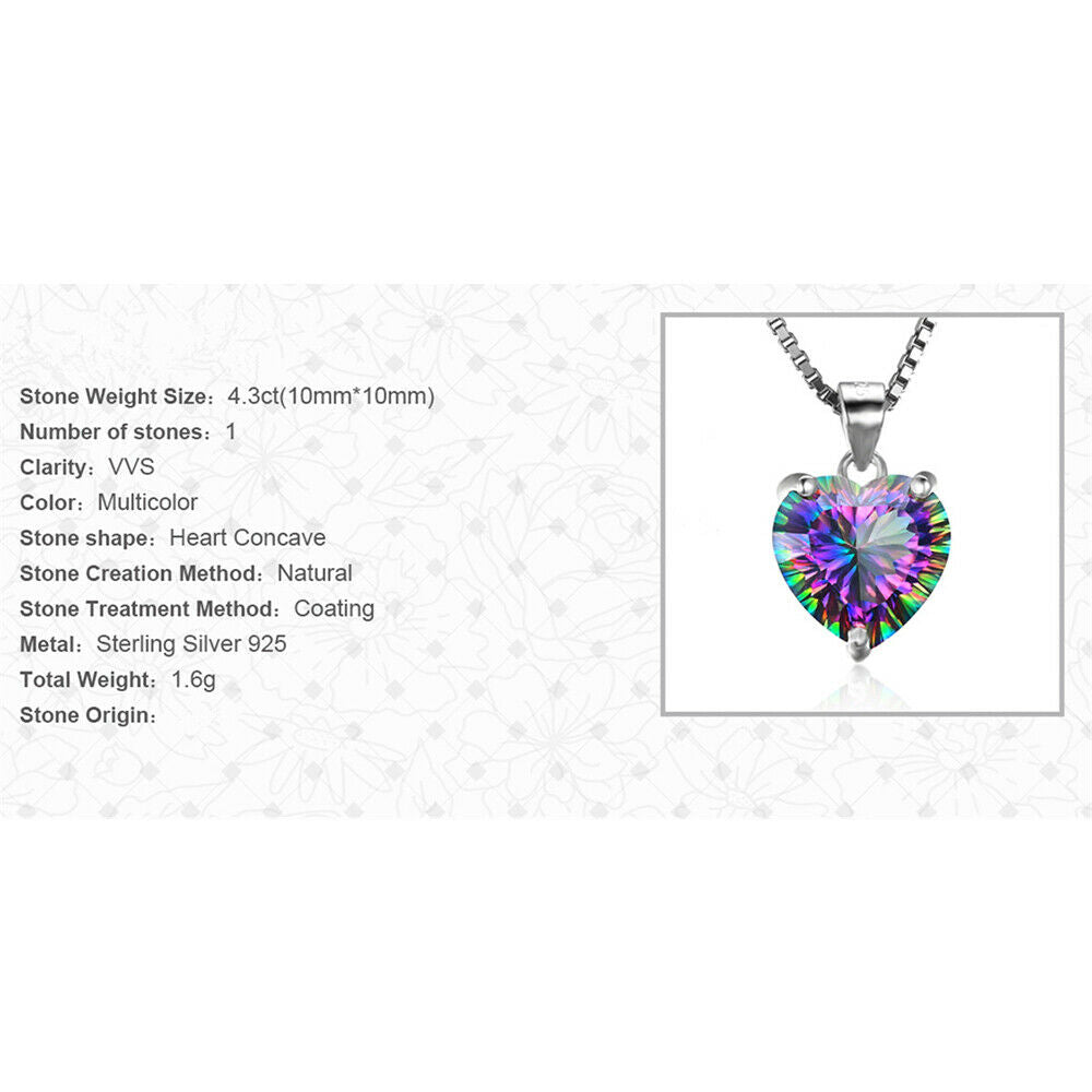 Rainbow Crystal Love Heart Angel Wings Pendant Women Necklace Jewelry Gift UK