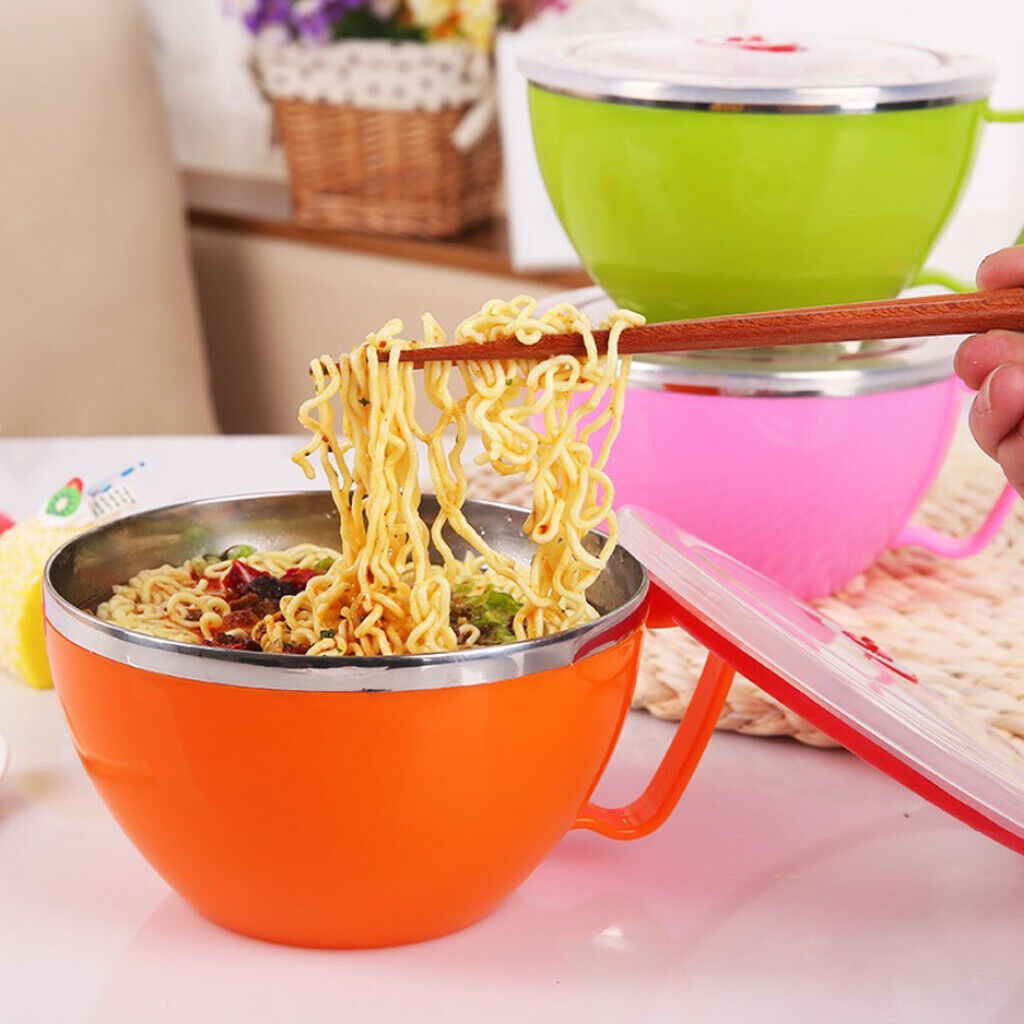 Insulated Food Container Thermal Round Bowl Lunch Dinner Box Picnic Green