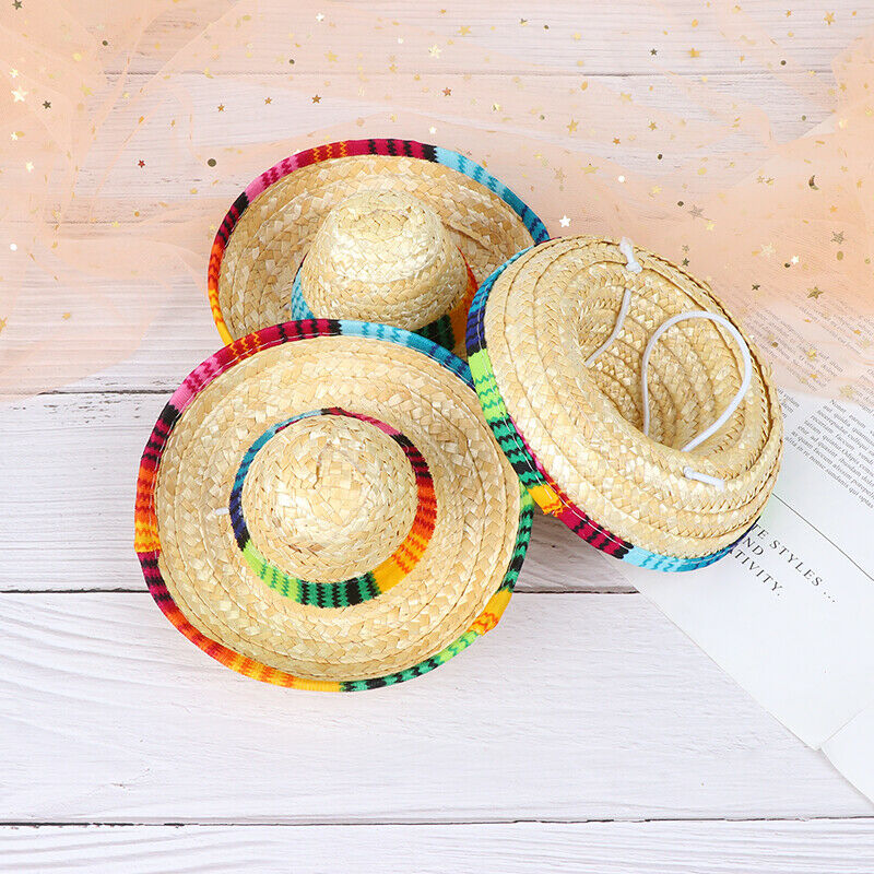 Mini Pet Dogs Straw Hat Sombrero Cat Sun Hat Beach Party Straw Hats Dogs  JRBDA
