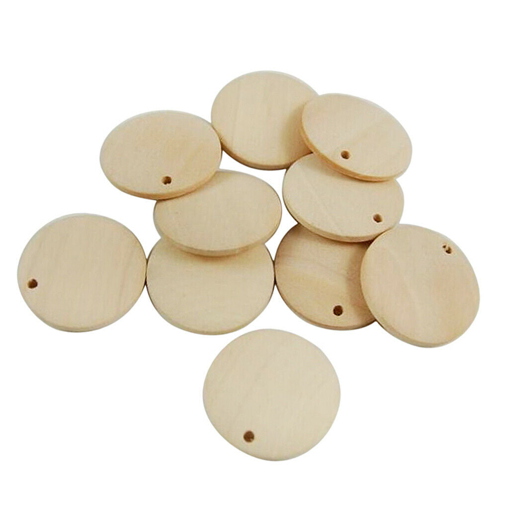 Lot of 200, Round Wood Disc Pieces Set Decoration Bauble 15mm & 20mm in Dia