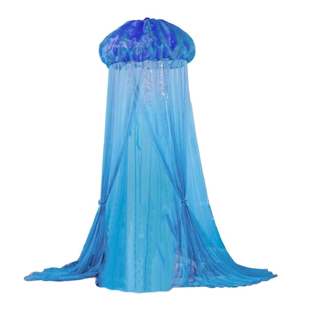 Kids Blue Crib Bed Canopy Bedcover  Net Round Dome Tent Nursery Room