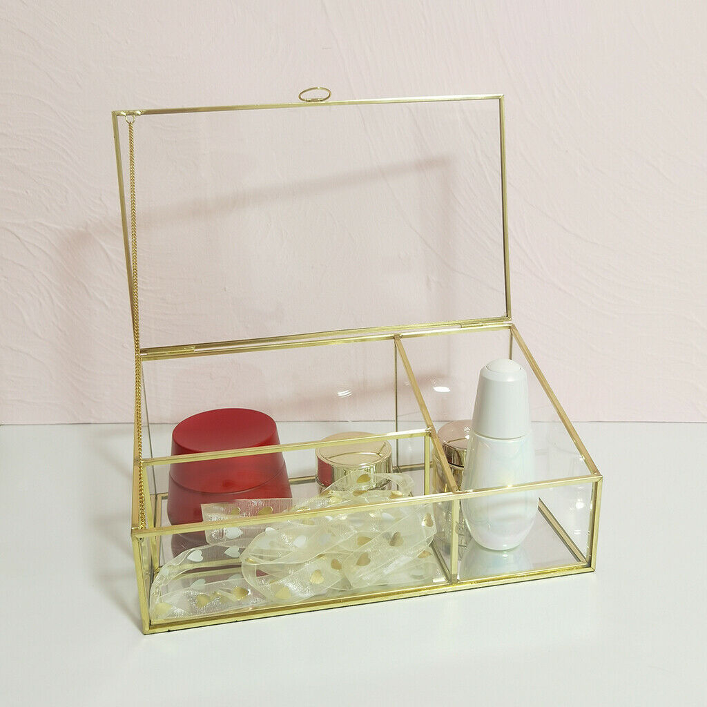 Noble Clear Storage Box Trinkets Organizer Display Case 3-Grids Tidy Tray