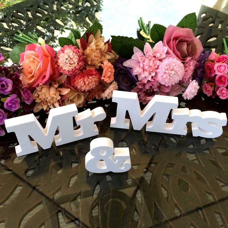 Wedding Decoration Mr & Mrs White Wooden Letters Sign For Sweetheart Table Decor