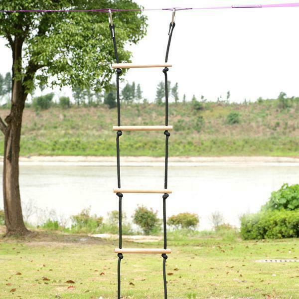 Kids Indoor Outdoor Climbing Rope Ladder with 2 Metal Hooks Fun Play Games