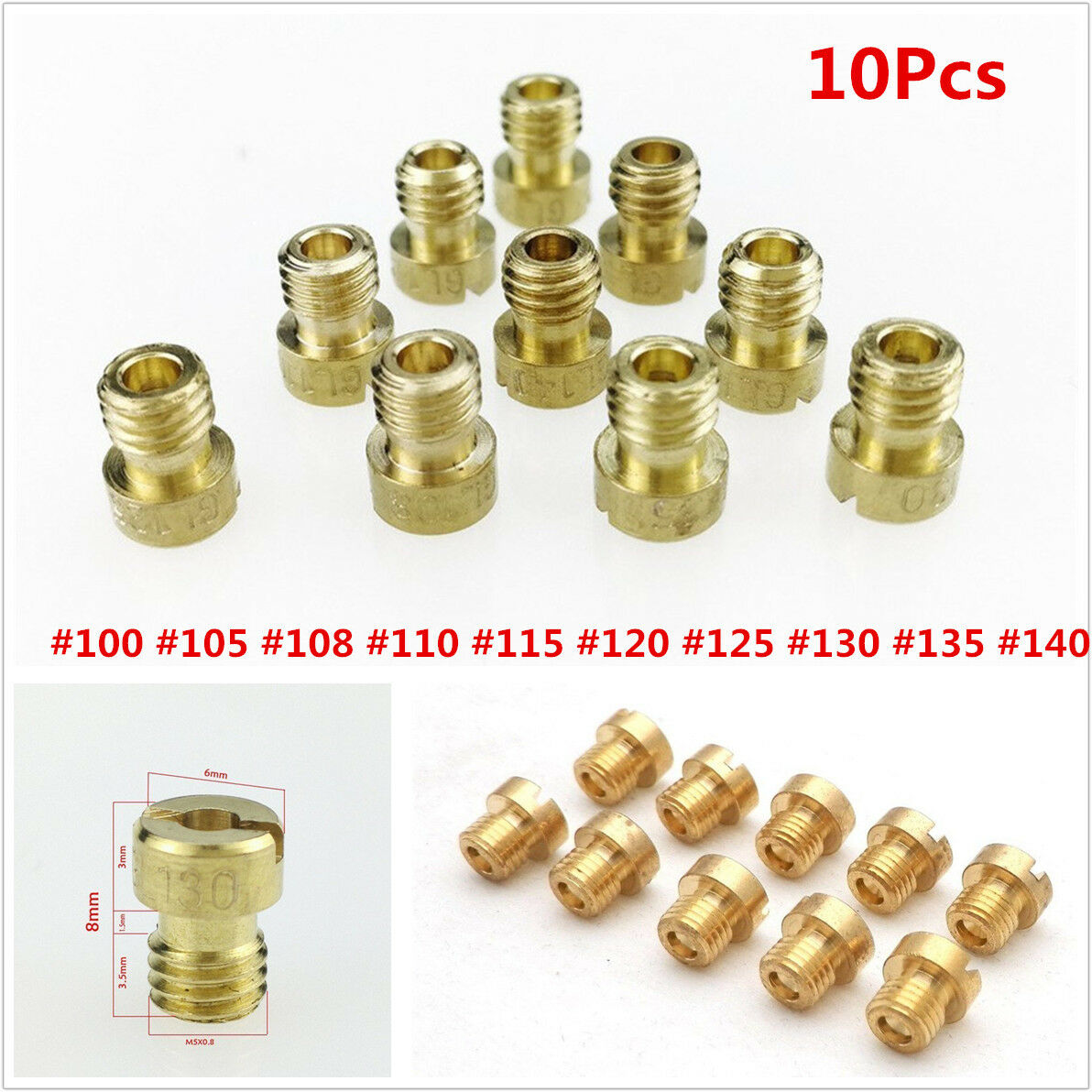 10pcs Motorcycle Scooter Carburetor Carb for GY6 125cc-150cc Carburetor Main Jet