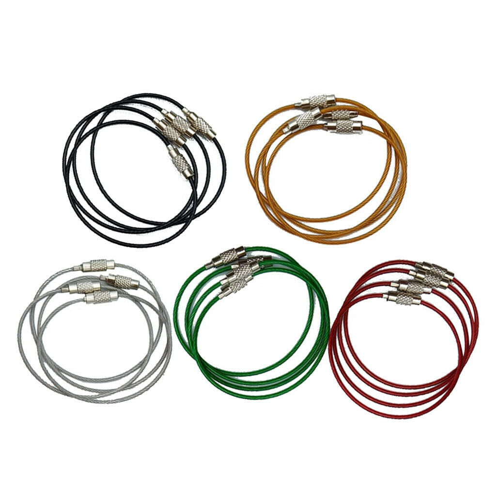 20Pcs Stainless Steel Wire Keychain Rings Cable Loops 5cm Loop Reusable