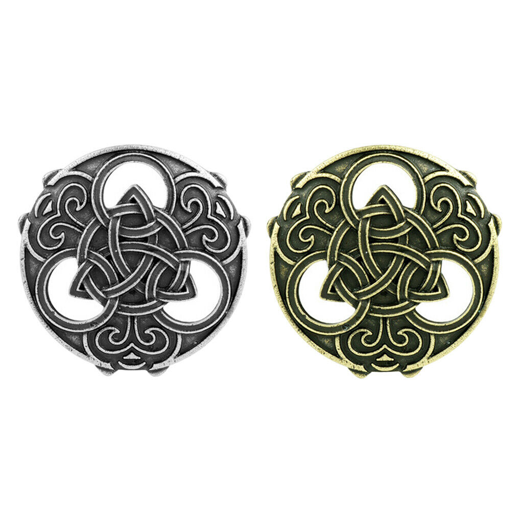 2 lot Retro Medieval Viking Nordic Brooch Cloak Collar Jewelry Clasp Badge