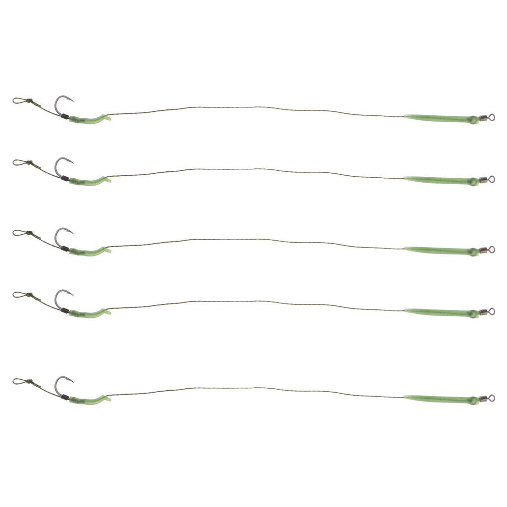 5Pieces Carp Fishing Hook Link Braided Line Hair Rigs Terminal Tackle  8#