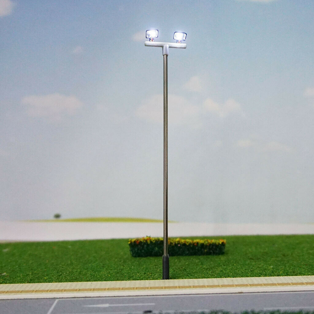 10x Delicate Building Layout HO OO Scale Train LED Street Lights Stainless