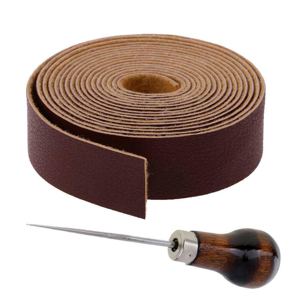 10 Meters DIY Crafts Leather Strap 20mm Wide & Steel Punch Awl Tool Crafts