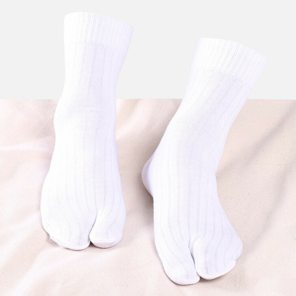 Men Elastic 2 Pairs Cotton Ankle 2 Toe Socks Striped Japanese Tabi Socks