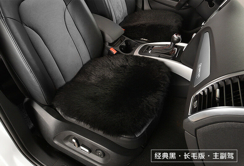 1 Black 100% Sheepskin Long Wool Car Van Seat Cover Chair Cushion Pad Breathable