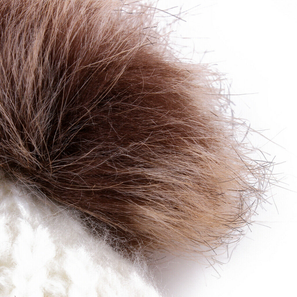 Winter Warm Hats Baby Knitting Beanie Toddler Mohair Pom Pom   White