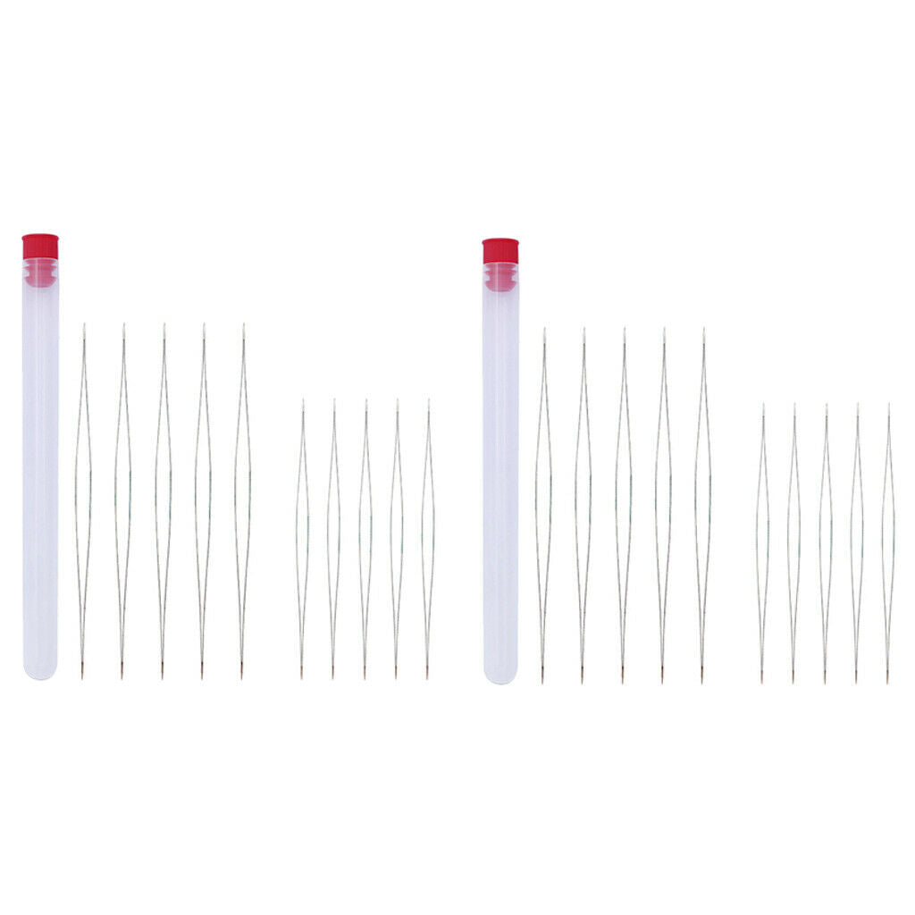 2pcsx 2-Size Big Eye Beading Needle w/ Storage Case DIY Beading Craft Needle