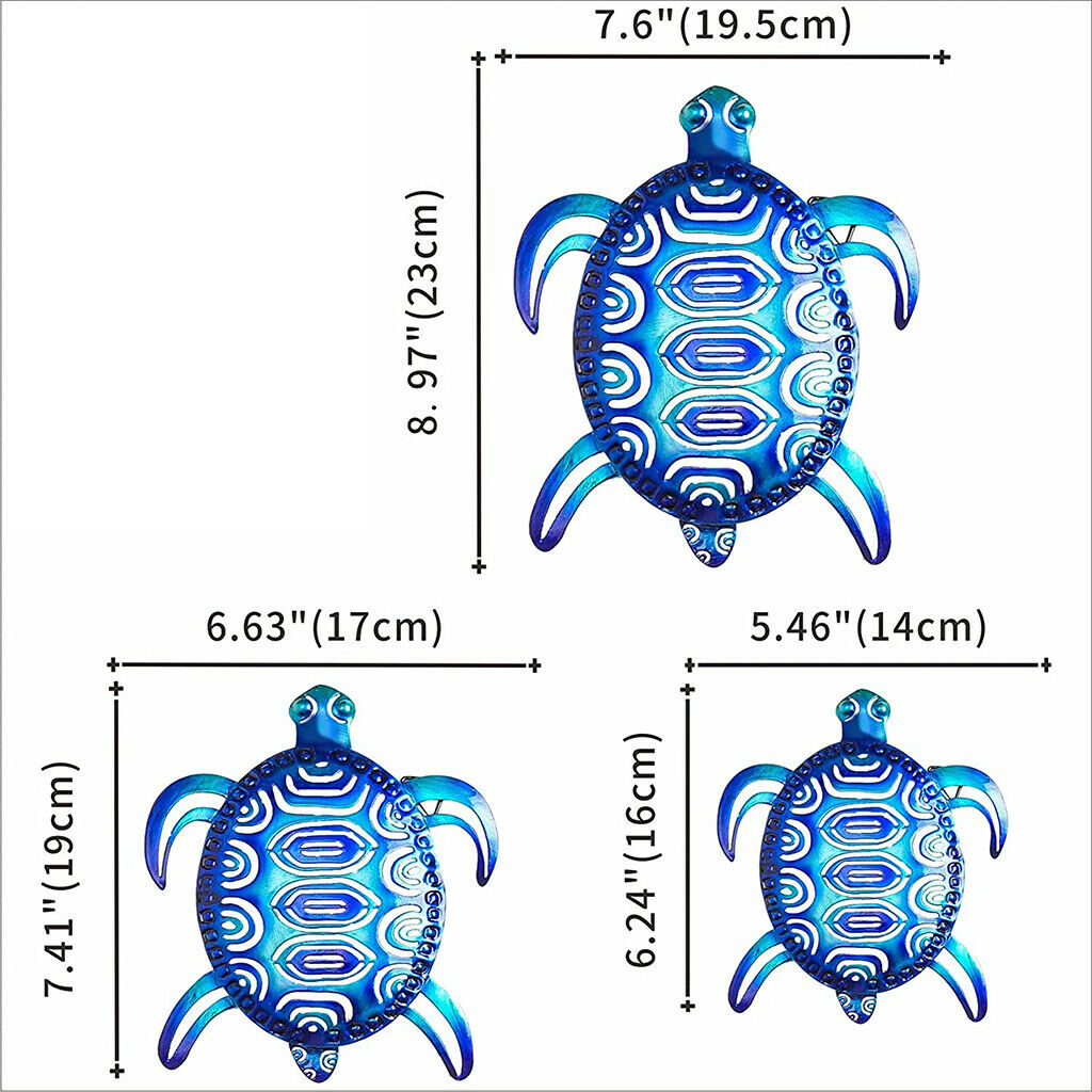 3Pack Vibrant Turtle Wall Decoration Hang for Home Bedroom Garden Ornament