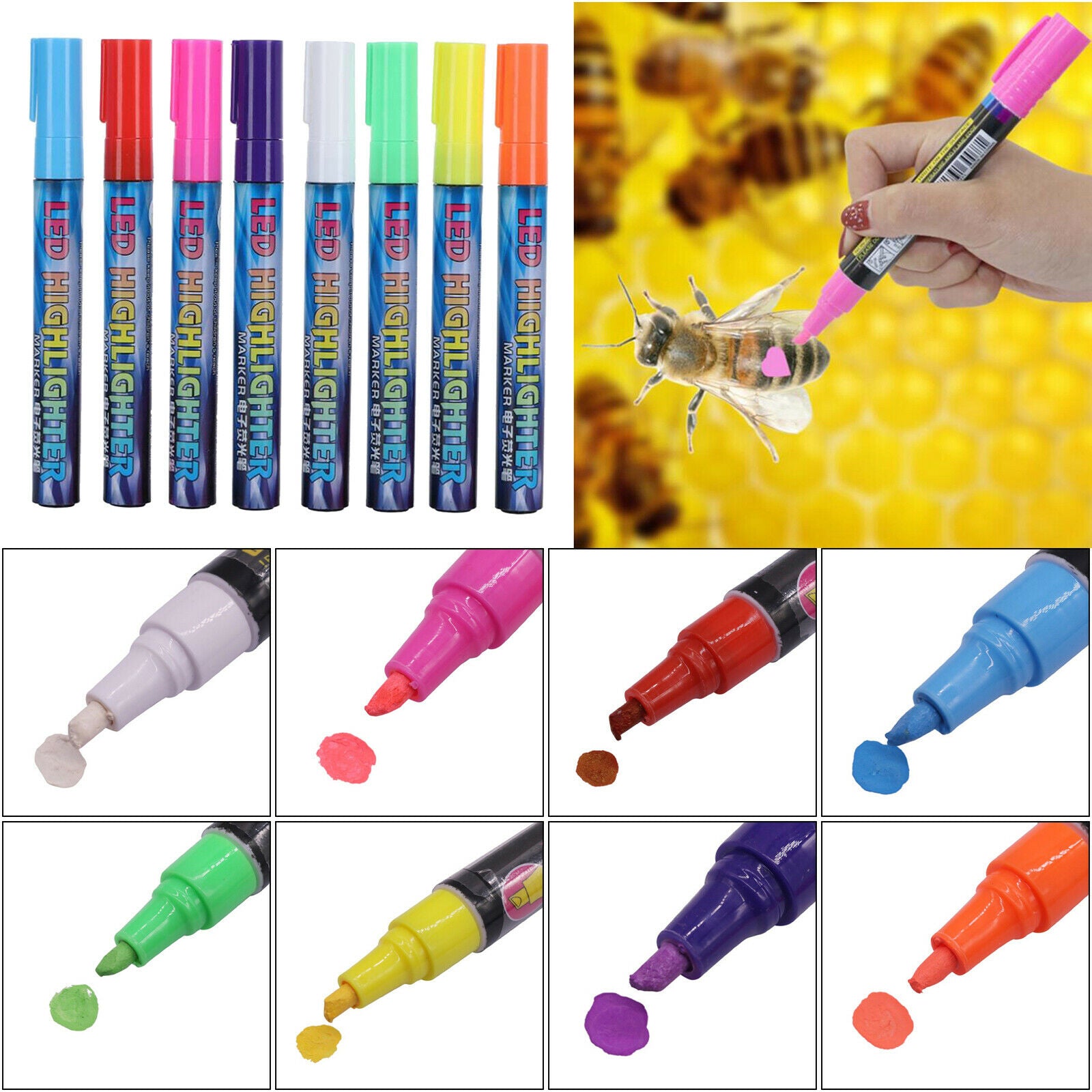 8 Colors Identification Marker Pen Beekeeper Highlighter Marking Marker