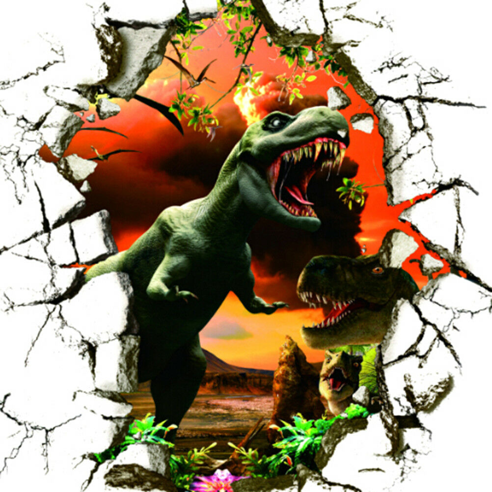 Dinosaur Cartoon Wall Decals for Nursery Room Art Poster Christmas Gif Jf.l8