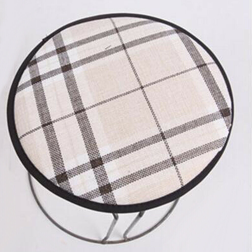 2 Pack Non Slip Square Premium Comfort Cotton Chair Pads Cushions - Grid Pattern