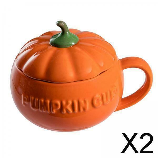2X Creative Ceramic Pumpkin Coffee Morning Water Mug Cup Sugar Bowls Home Big