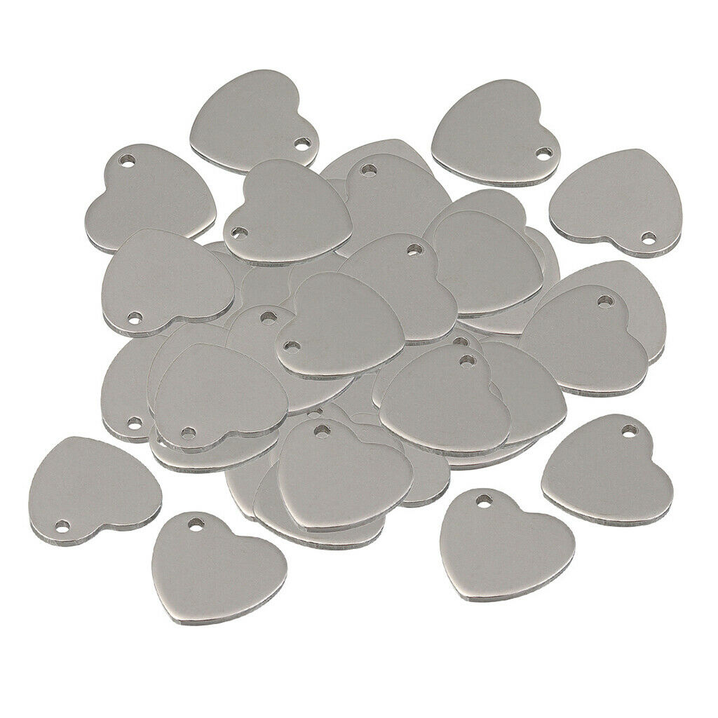 50pcs Stamping Tag Love Heart Shaped Heart Charms Tags Jewelry Tags Making