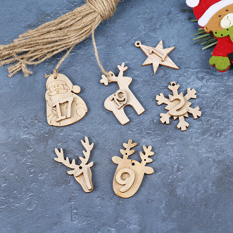 Christmas Decoration Pendant Wooden Craft Accessories Christmas Advent Calen SJ