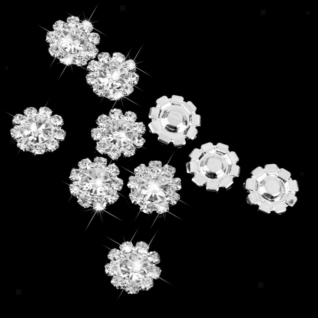 20x Crystal Rhinestone Floral Buttons Flatback Embellishments DIY Crafts 12mm