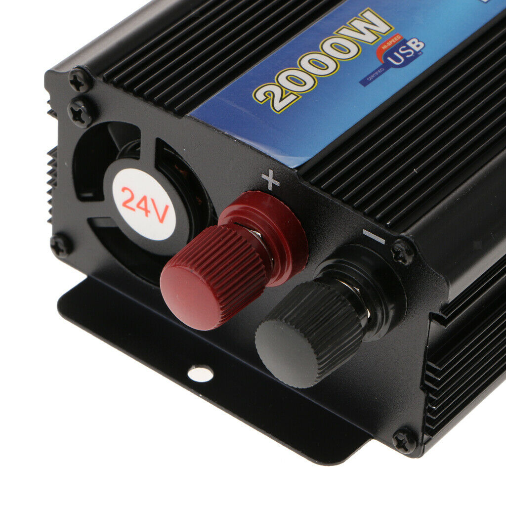 2000W Modified Sine Wave Solar Power Inverter 24V to 220V Converter Black