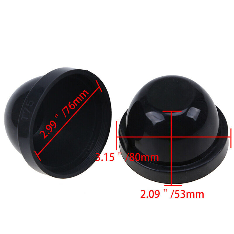 Pair 76mm Rubber Housing Seal Cap Dust Cover LED HID Light Kit Headlight Black