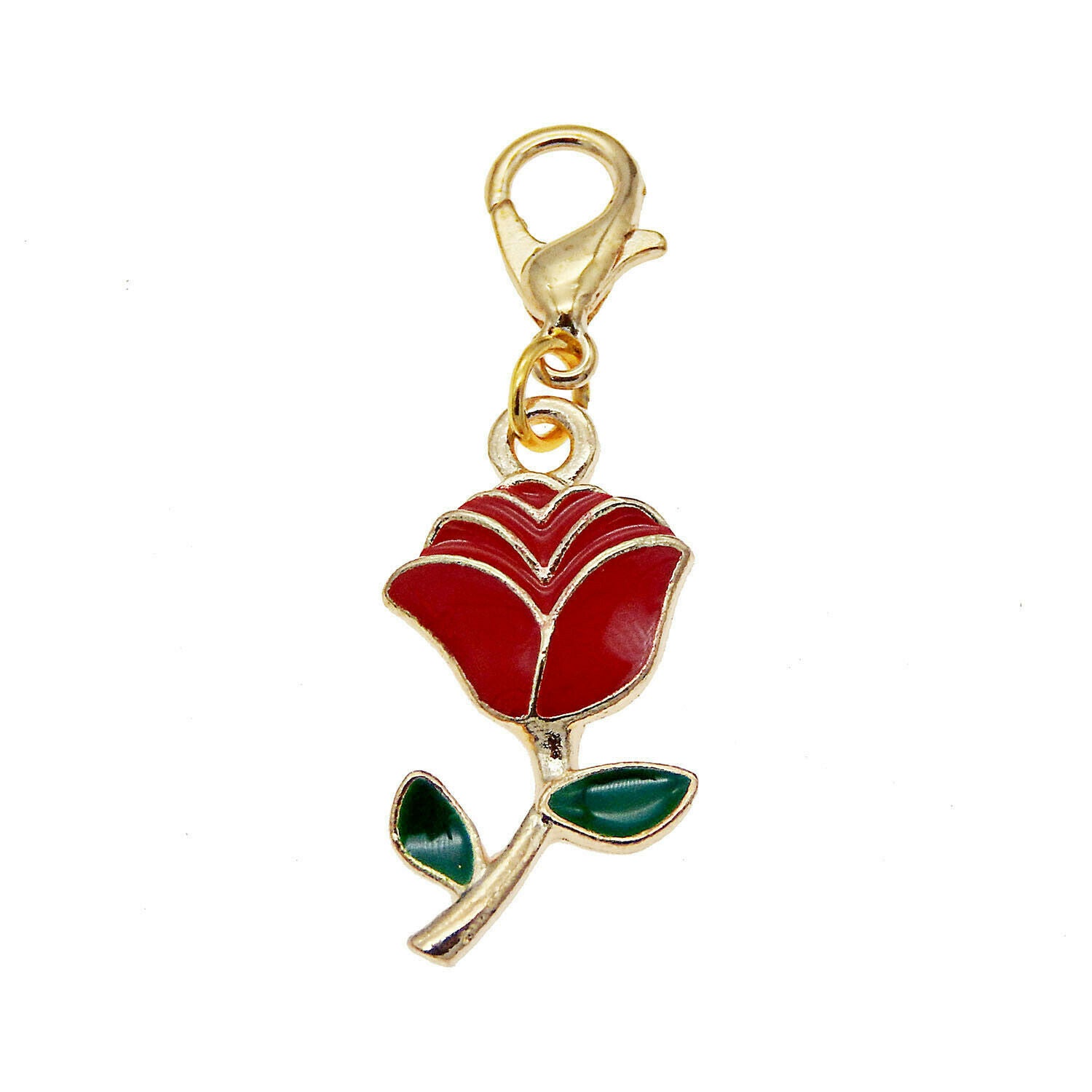 8pcs Rose Flower Dangle Pendant Lobster Clasp Bracelet DIY Jewelry Accessories