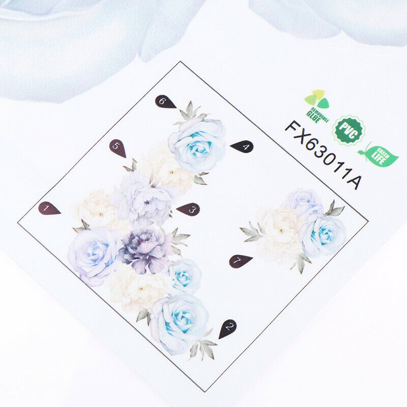 Blue Peony Rose Flowers Wall Stickers for Kids Room Living Room Home Dec.l8