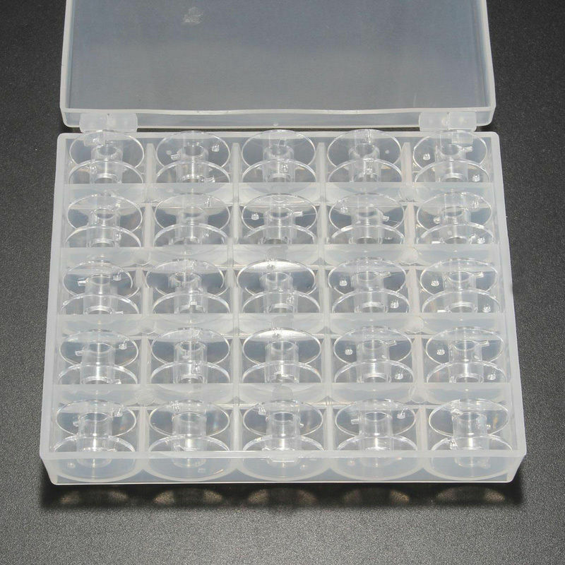Universal Sewing Bobbin Spool Case Clear 25-Grid Storage Box Container Organiser