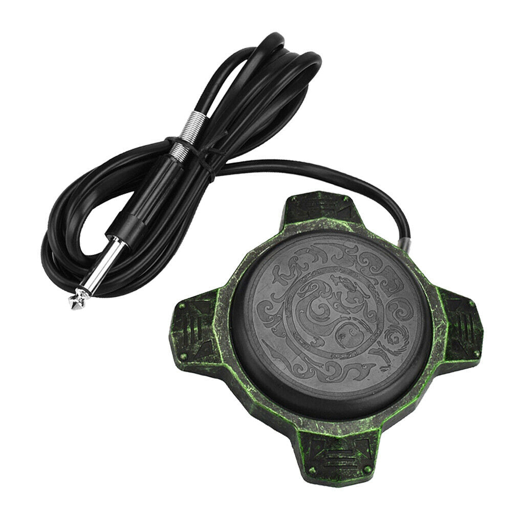 Stainless steel Tattoo Foot Pedal Switch with Cords For Tattoo Power Green