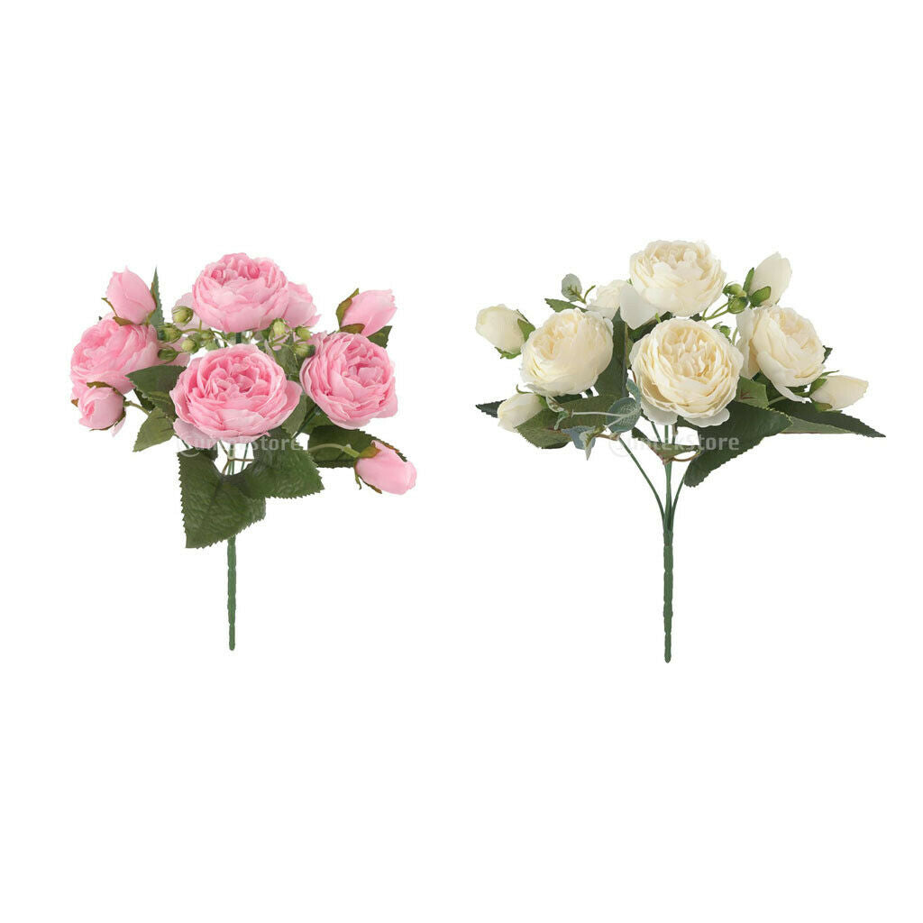 1 Pair Artificial Peony Silk Flower Bouquet for Wedding Centerpiece, 2 Colors