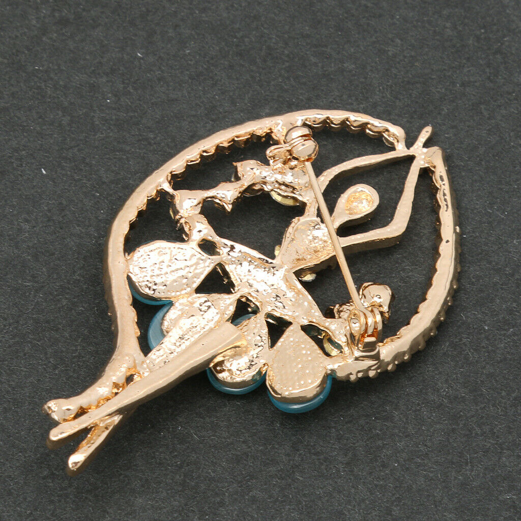 Rhinestone Crystal Ballerina Broach Pin   Wedding Gift Blue