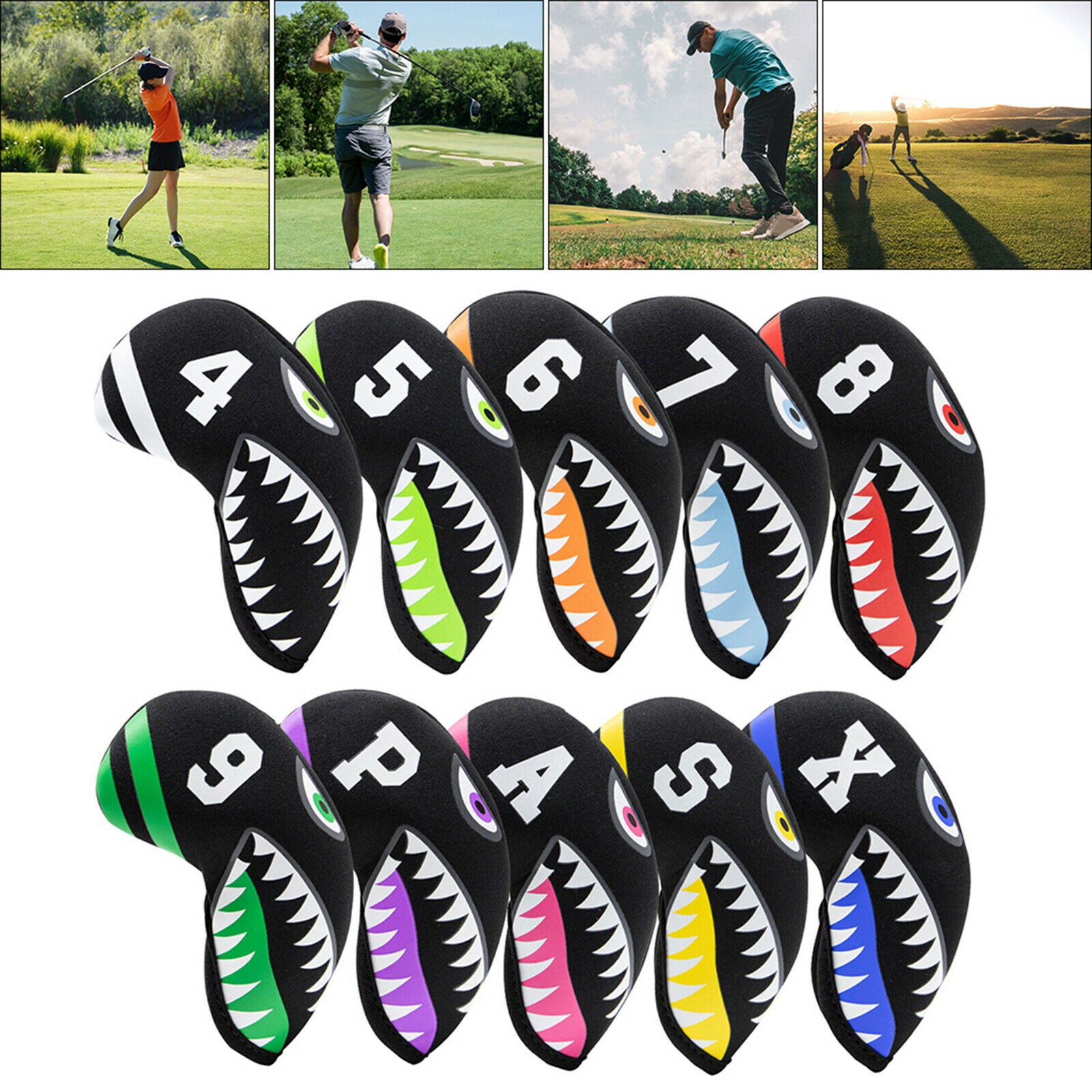 10 Pieces Golf Iron Head Cover Durable Club Headcover Anti-Scratch Transport