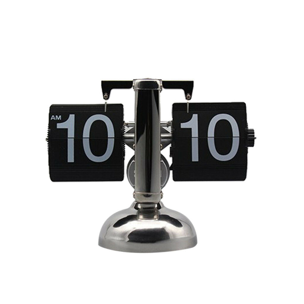 Retro Modern Scale Digital Desk Flip Clock Single Stand Metal Table Clocks