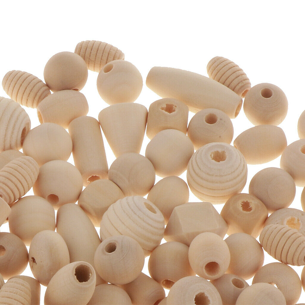 100g Natural Unfinished Wood Spacer Beads For Jewelry Making Craft Beading