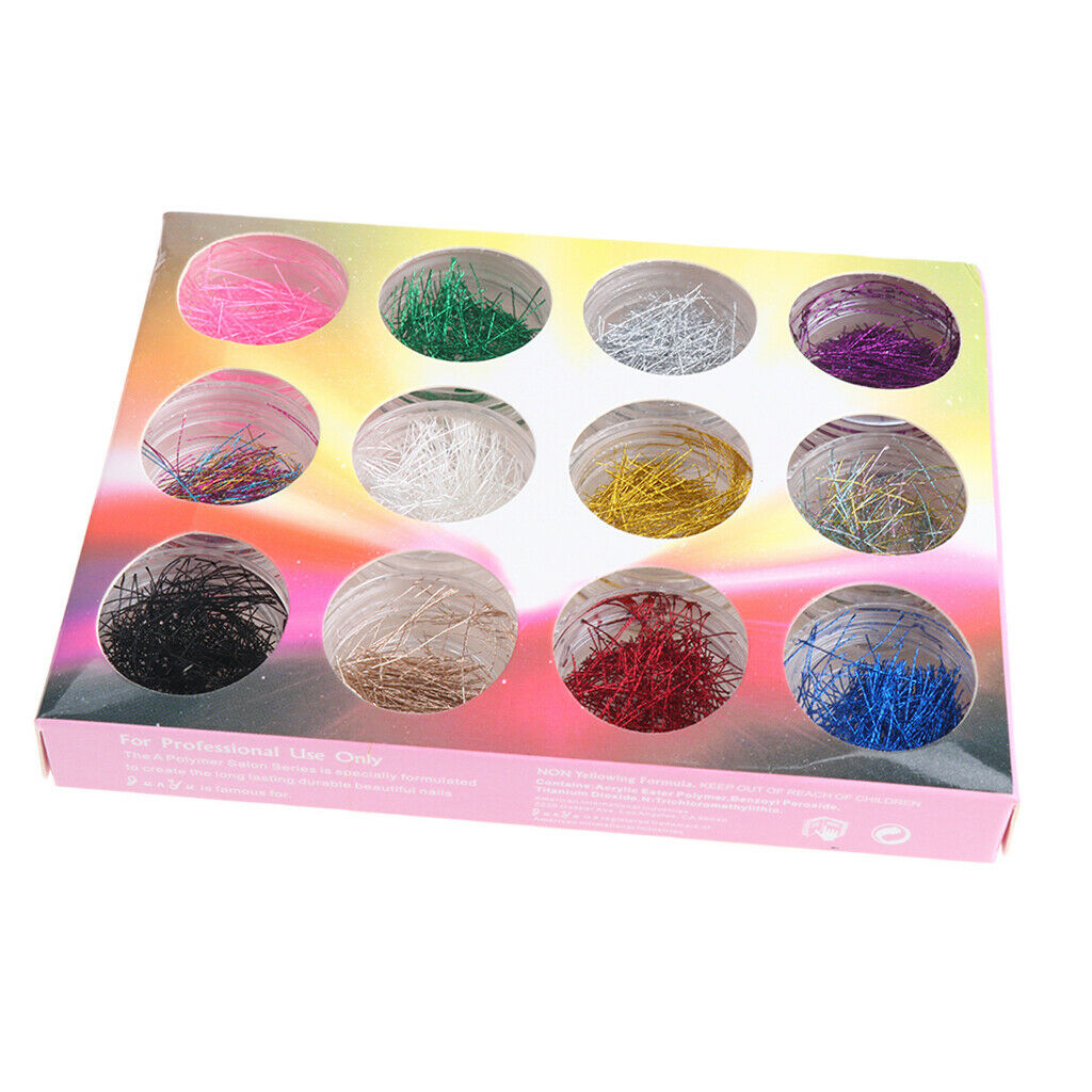 12 Boxes Nail Paillette Chip Foil Nail Glitter Nails Art Foil Slice Wire DIY