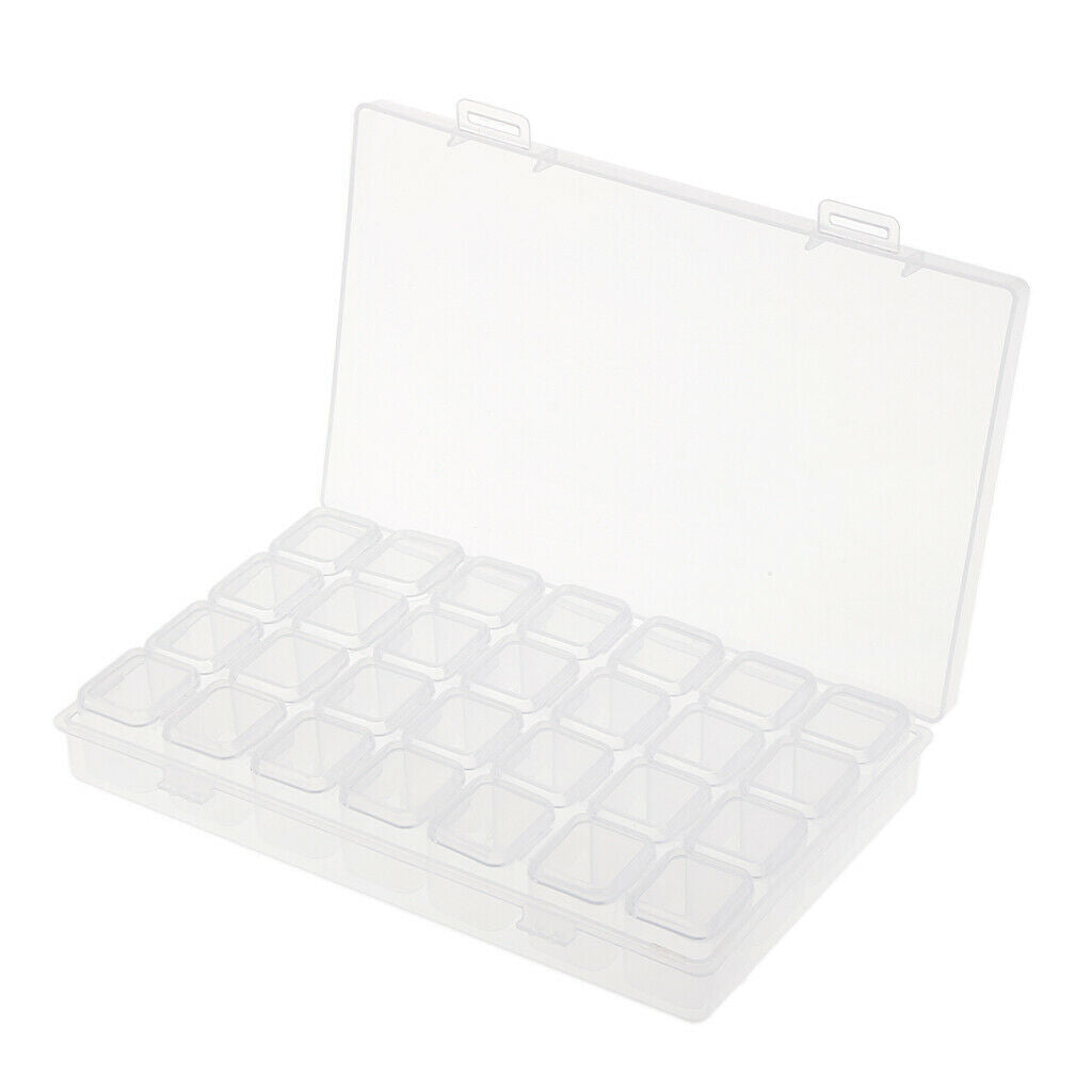 4x 28-Grid Detachable Clear Plastic Storage Box Nail Rhinestone Organizer
