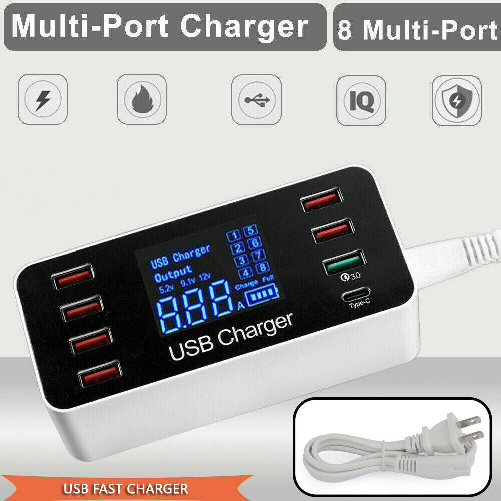 8 Port Multi USB AC Wall Charger Hub Smart Quick Fast Wall Charging Station