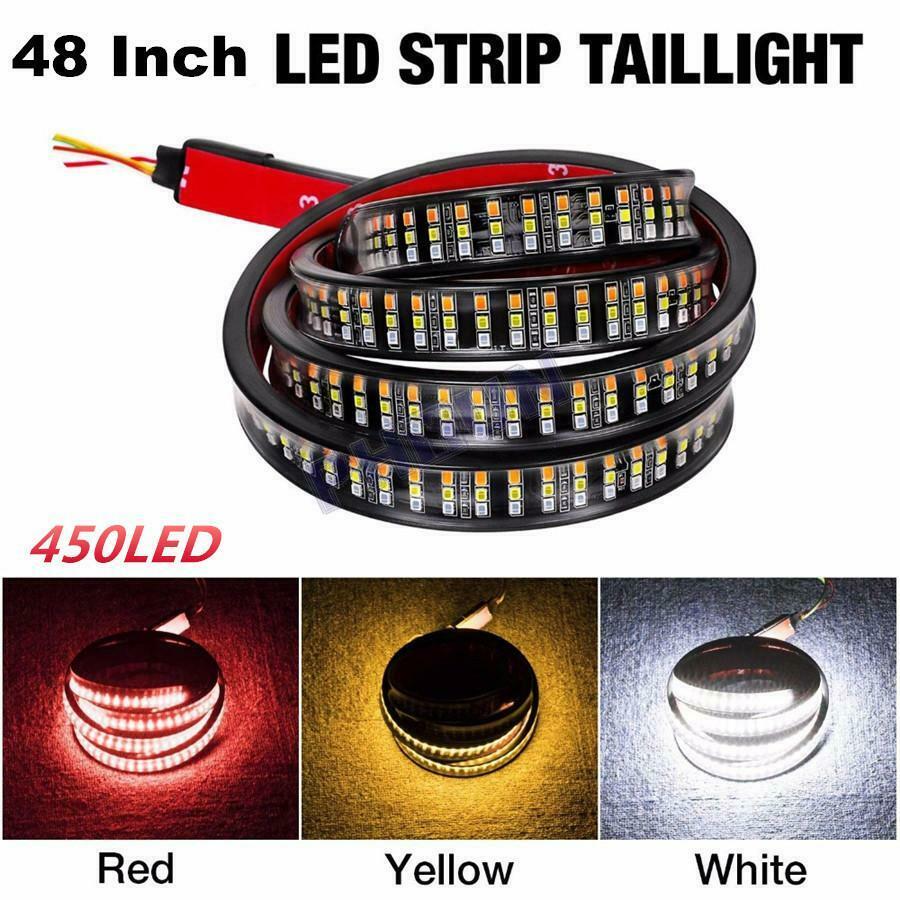 48" Triple Row LED Tailgate Light Bar Flowing Turn Signal Brake For Truck Pickup