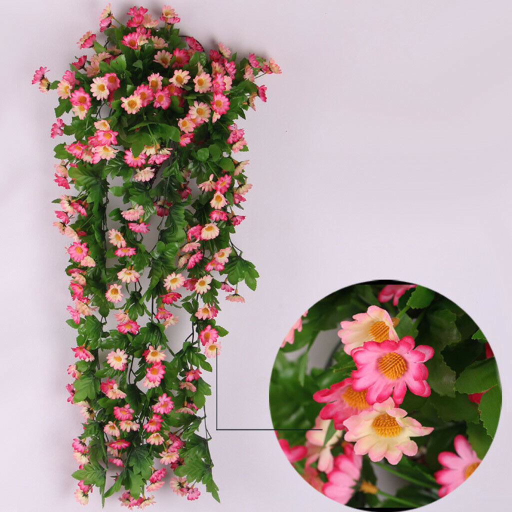 Artificial Silk Daisy Wisteria Flower Vine Wedding Party DIY Decor Pink