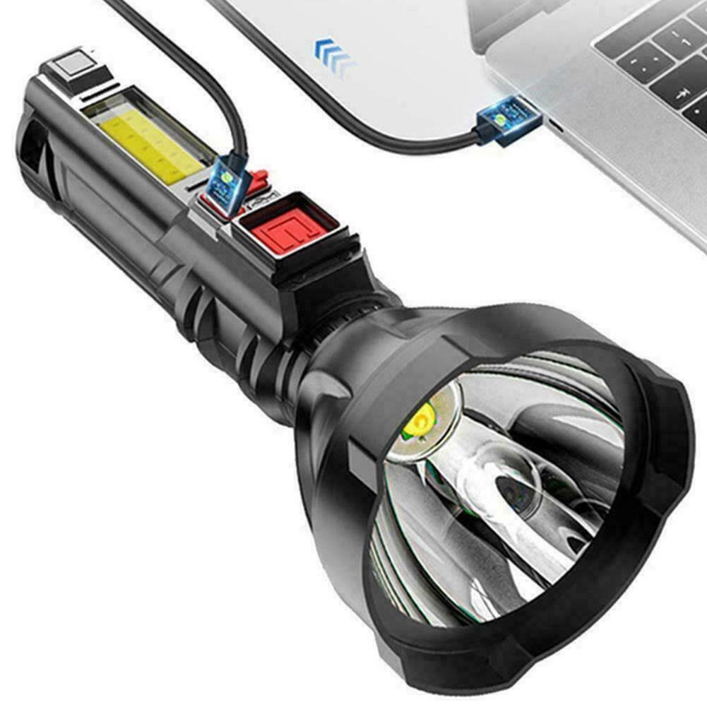 Super Bright Torch Powerful LED Flashlight USB Rechargeable Portable X4A0