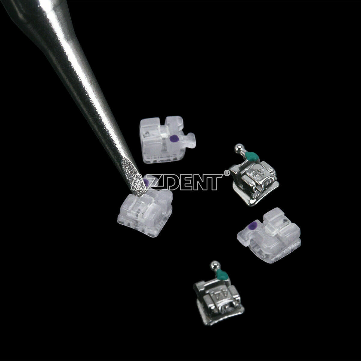 Dental Orthodontic Self-Ligating Brackets Ceramic MBT.022 Hooks 3-4-5 Metal+Tool